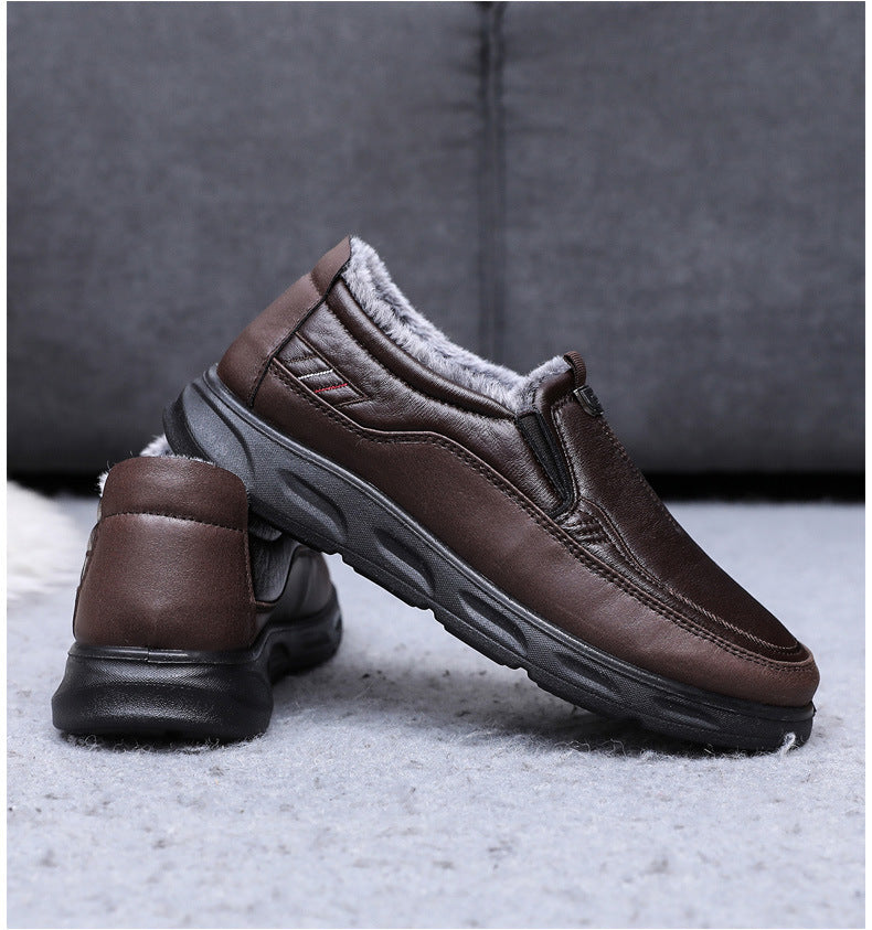 sapatos masculinos casuais de couro quentes para inverno